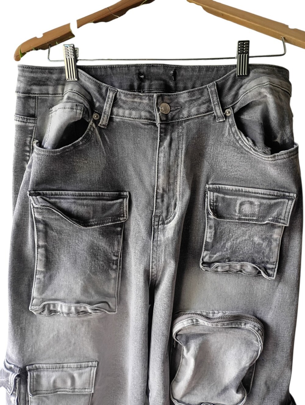 Madrag Y2K Grey Denim Multi Pocket Cargo Pants - Picture 3 of 7